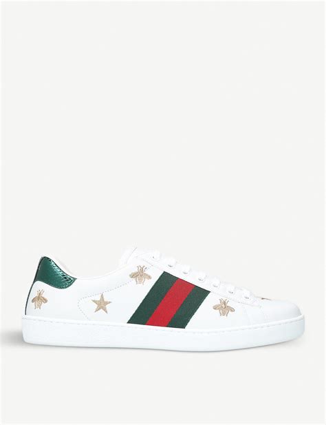 Gucci New Ace Bee Embroidered Leather Trainers In White For Men Lyst