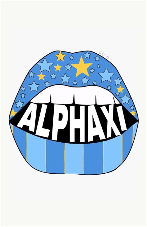 A Blue And White Lip With The Word Alphax On Its Tongue