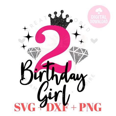 2nd Birthday Girl 2nd Birthday Svg Bling Bling Fancy Diamond Birthday