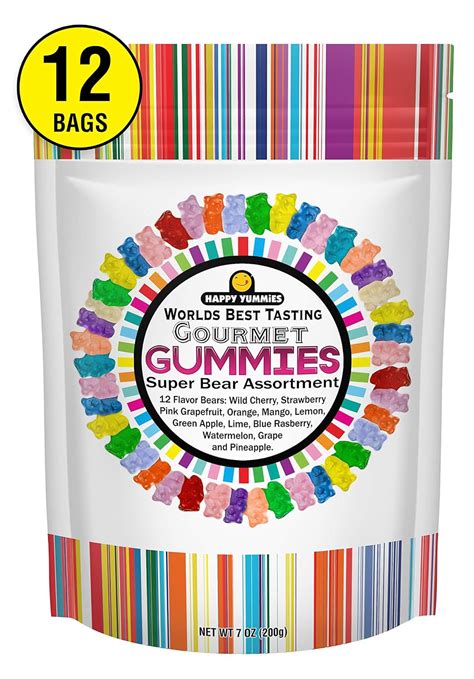 12 pack happy yummies worlds best tasting gourmet gummies super bear assortment 7oz