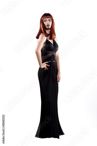 Full Length Portrait Of Cute Redhair Shemale With Beard And Make Buy