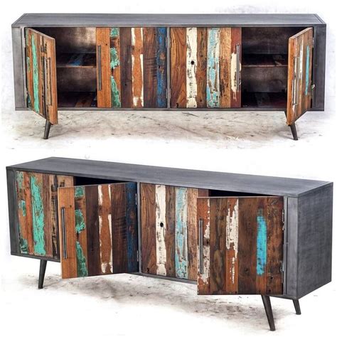This vintage styled industrial tv stand features a black sanded metal frame with two wood shelves. Retro TV Stand and Media Console Ideas | Retro Vintage ...