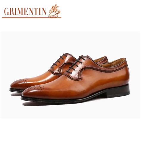 Grimentin Handmade Italian Mens Dress Shoes Genuine Leather Pointed Toe