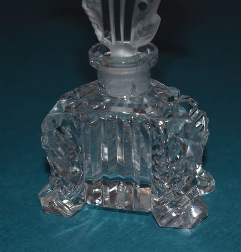 Vintage Cut Crystal Perfume Bottle With Frosted Floral