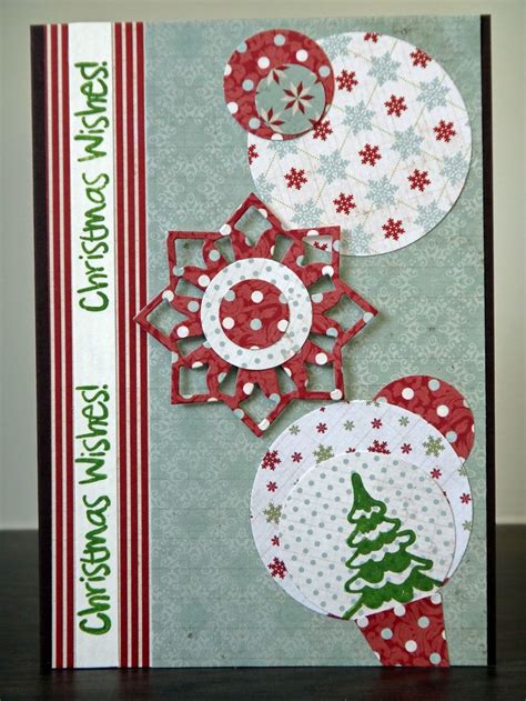 Christmas Card With Circles Homemade Cards Christmas Cards Crafts