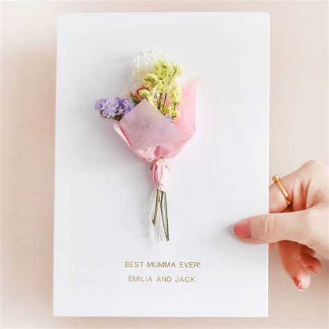 Personalised Foil Dried Flower Greeting Card By Lisa Angel