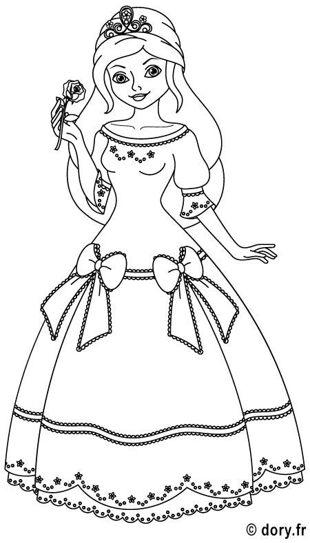 Nos 146 dessins à colorier de princesse seront satisfaires les petits comme les plus grands. Coloriage une princesse avec une rose | Coloriage ...