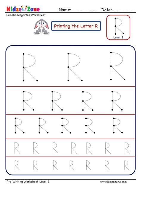 Free printable pattern lines worksheets for preschoolers. Preschool Letter Tracing Worksheet - Letter R Different ...