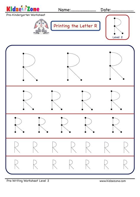 Free printable letter n alphabet tracing worksheets. Preschool Letter Tracing Worksheet - Letter R Different sizes - KidzeZone