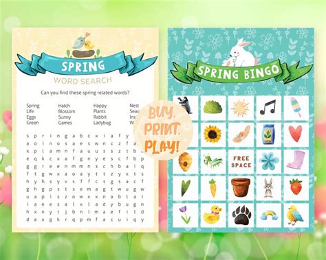 Printable Spring Party Games Bundle Springtime Activities Etsy