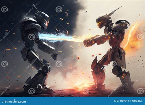 Two Robots Fighting Each Other In Epic Battle For The Future Of