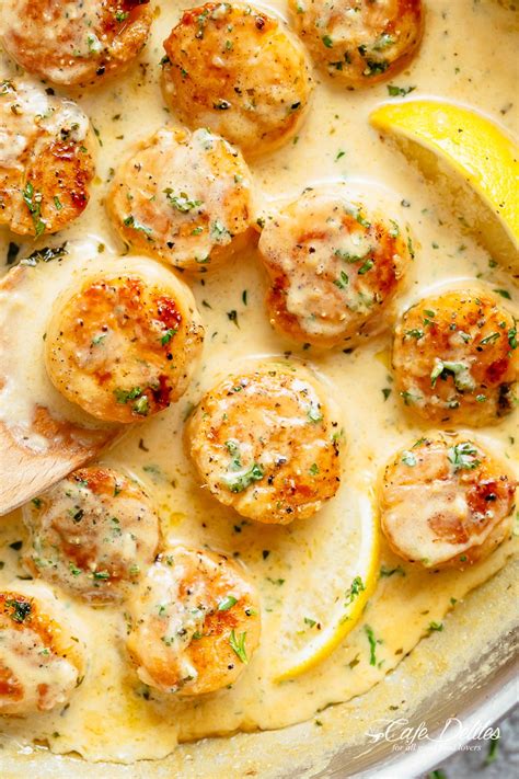 Find healthy scallop recipes including broiled and baked scallop recipes, from the food and nutrition experts at eatingwell. Creamy Garlic Scallops | Sewcreativelv | Copy Me That