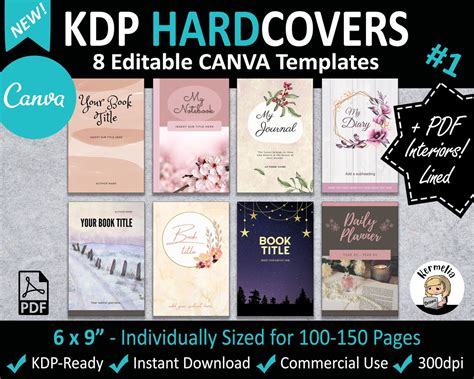 Canva 6 X 9 Kdp Hardcover Book Cover Templates Editable Etsy