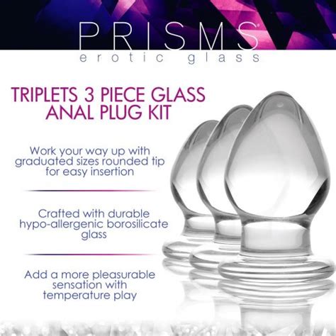 Prisms Triplets 3 Piece Glass Anal Plug Kit Clear Sex Toys And Adult Novelties Adult Dvd Empire