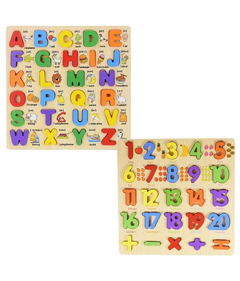 Wishkey 3d Wooden Capital Alphabet And Number Board Puzzles With Pictures