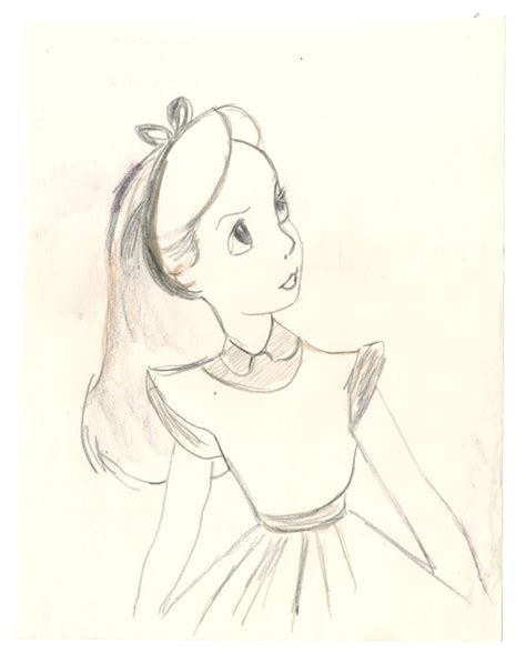 Vintage Disney Alice In Wonderland Alice Character Study Sketch