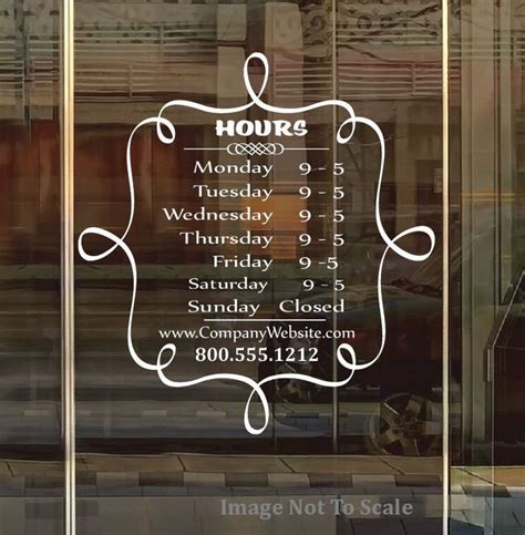 Store Hours Name Custom Window Decal Business Shop Storefront Vinyl