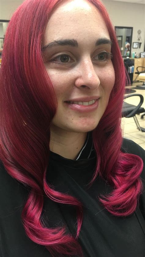 hot red hair color with magenta and a splash of pink by redhair red hair