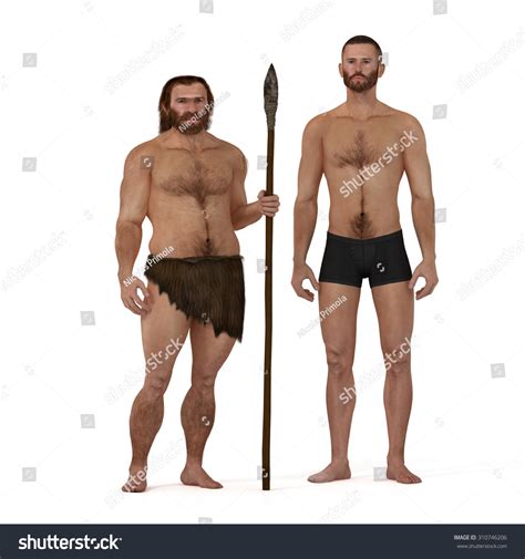 Digital Illustration Render Neanderthal Man Stock Illustration 310746206