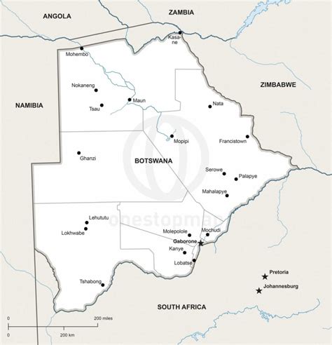 Vector Map Of Botswana Political One Stop Map
