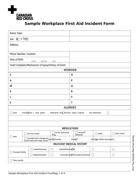 First Aid Incident Report Form Template Best Template