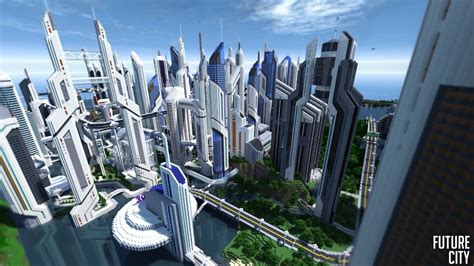 Une Ville Du Future Minecraft City Buildings Sci Fi City Futuristic City
