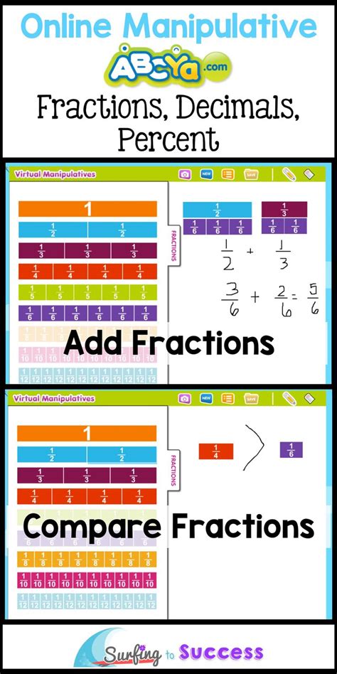 5 Online Fraction Manipulatives Fractions Smart Board Lessons Math