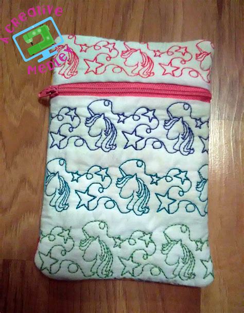 Download Unicorn Motif Zipper Bag In the Hoop - for 5×7 hoops ...