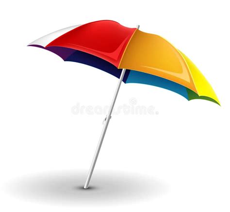Beach Umbrella Isolated On White Background Red And Yellow Umbrella