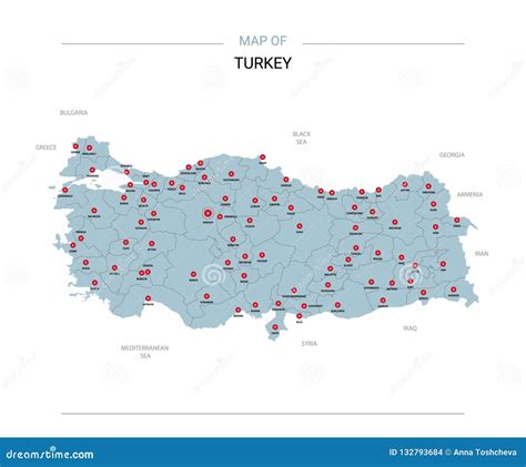Turkey Map Vector With Red Pin Stock Vector Illustration Of Outline