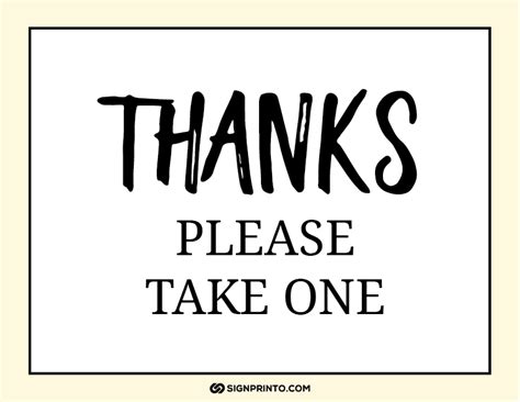 Please Take One Sign Collection Free Printable Sign Designs