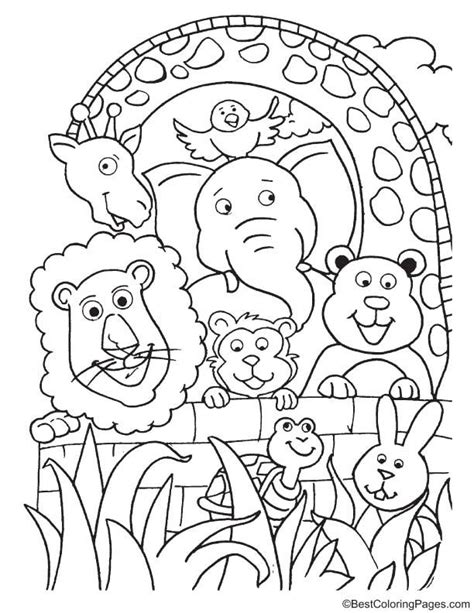 Group Of Animals Coloring Page Zoo Animal Coloring Pages Animal
