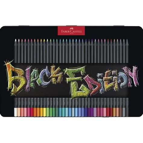 Estuche De Metal Lapiceros Mina Super Suave Colores Brillante Black Edition Faber Castell