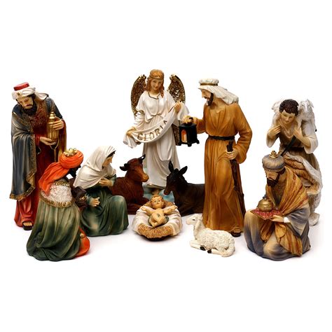 Nativity Scene Set In Painted Resin Eastern Style 24 Cm Online Sales