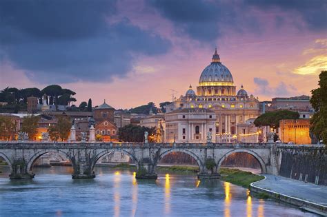 Rome Italy Vatican City Cathedral Church River Bridge Evening