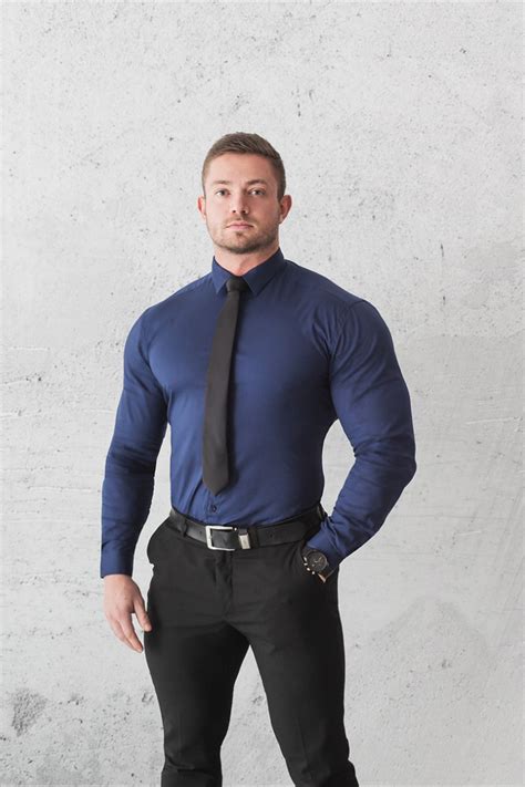 Navy Tapered Fit Shirt Mens Casual Outfits Mens Outfits Formal Men