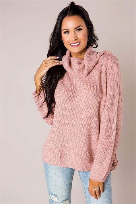 Dusty Pink Cowl Neck Sweater Pink Cowl Cowl Neck Sweater Sweaters