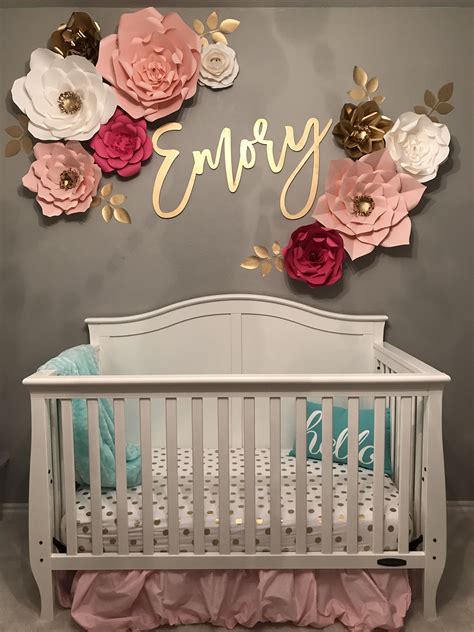 Baby Girl Nursery Name Decal Wall Flowers Decoración De Unas