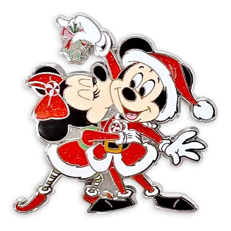 Disney Pin Santa Mickey And Minnie Mouse Kissing Holiday Pin