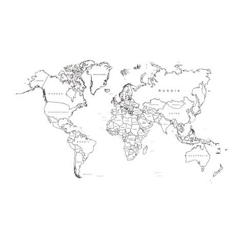 Blackandwhiteworldmaplabeledcountries World Map Outline World