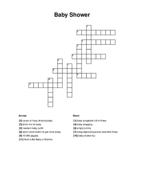 Baby Shower Crossword Puzzle
