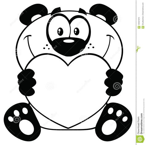 Black And White Panda Bear Cartoon Mascot Character Holding A Valentine