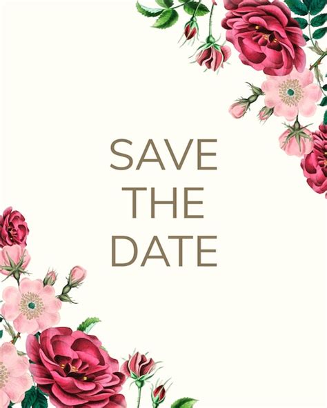 Premium Psd Save The Date Mockup With Roses