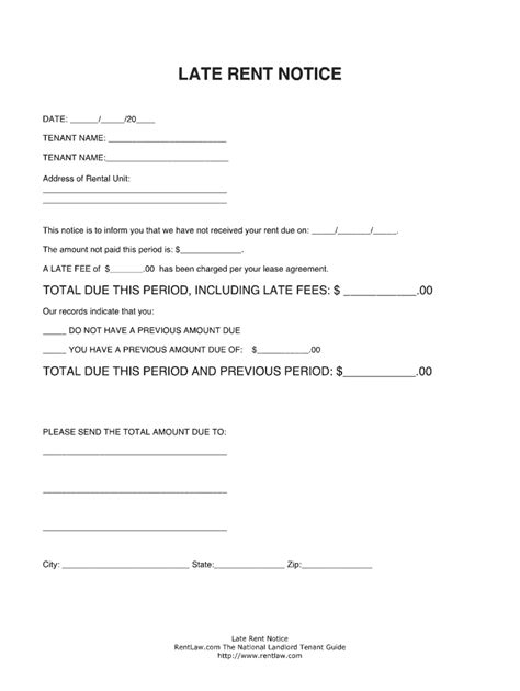 Late Rent Notice Template Fill Online Printable Fillable Blank