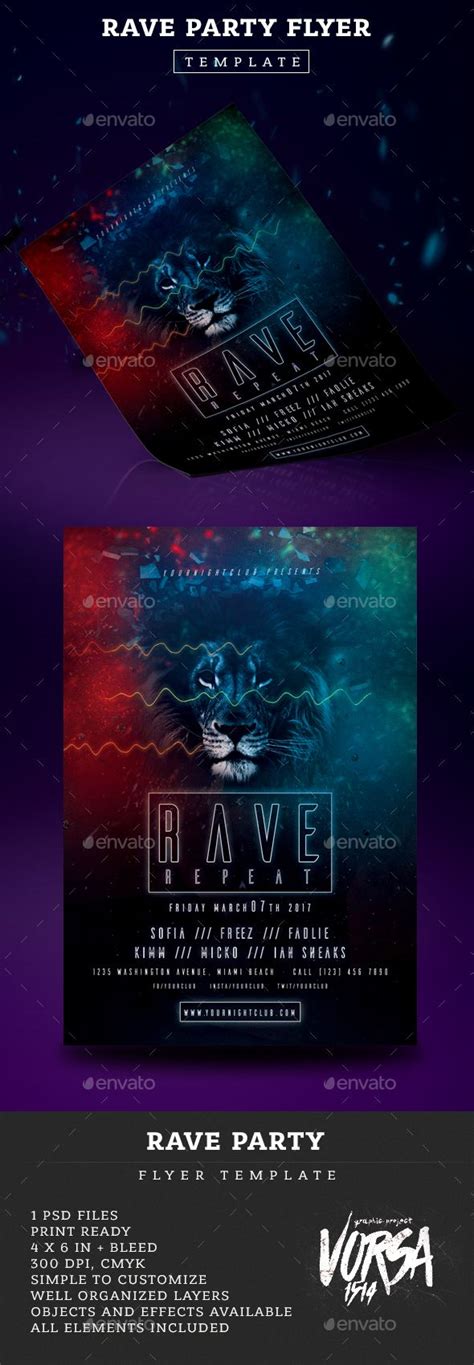 Rave Party Flyer Template Psd Web Design Graphic Design Rave Party