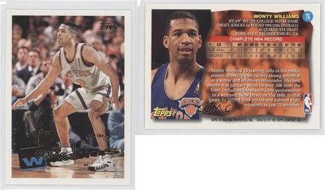 The beauty of forgiveness and the low point came last march. 1995-96 Topps #76 Monty Williams New York Knicks ...