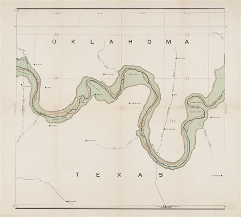 Map Of Valley Of Red River In Texas Oklahoma And Arkansas Between