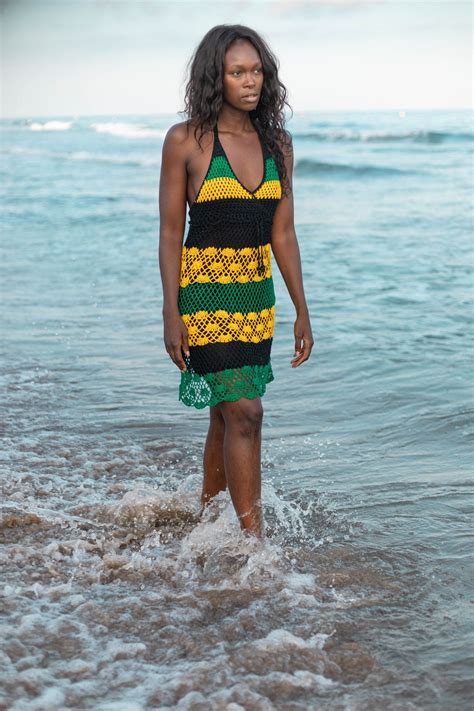 Handmade Crochet Dress 02 Jamaican Colors Etsy In 2021 Crochet