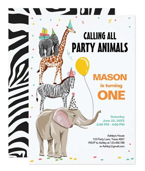 Party Animals Girls Birthday Party Invitation