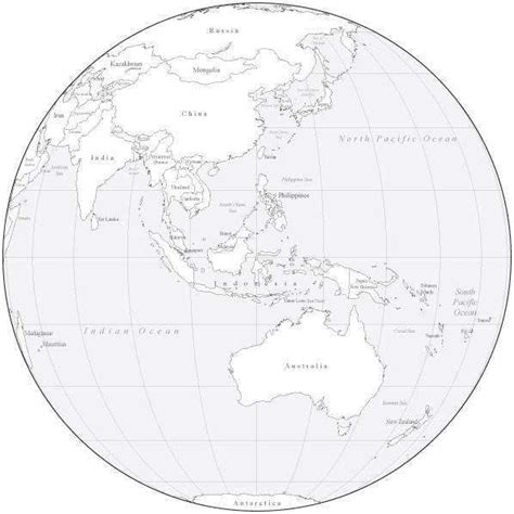 Black And White Globe Over Australia Map With Countries